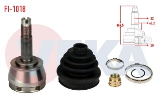 AKS KAFASI SOL SAĞ ÖN DIS FIAT ALBEA 1.2İ 8V 22X20X46,9 UZUNLUK 149,3 MM 2003-2007 resmi
