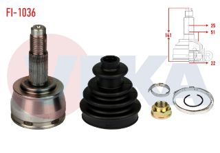 AKS KAFASI SOL SAĞ ÖN DIS 25X22X51 UZUNLUK 141 MM FIAT EGEA 1.4 16V 2015- / DOBLO 1.4 2010- / BRAVO II (198) 1.4İ 2006- resmi