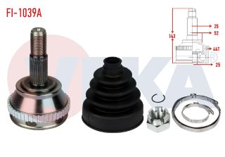 AKS KAFASI SOL SAĞ ÖN DIS FIAT TEMPRA 2.0İ ABSLI 44 DIS 25X25X52 UZUNLUK 143 MM 1992-1999 resmi
