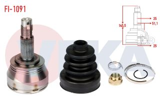 AKS KAFASI SOL SAĞ ÖN DIS FIAT LİNEA (323) 1.3  MJT 90 HP 25X25X51.1 UZUNLUK 145.5MM 2007- resmi