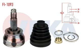 AKS KAFASI SOL SAĞ ÖN DIS FIAT DOBLO (152,263) 1.3 MJT 25X25X51 UZUNLUK 145,5 MM 2010- resmi