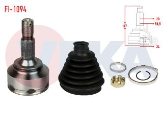 AKS KAFASI SOL SAĞ ÖN DIS FIAT SCUDO (270) 1.6 MJT 28X34X58,5 UZUNLUK 147 MM 2007- resmi