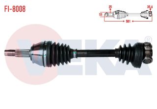 KOMPLE AKS SOL ÖN FIAT DOBLO (119,223) 1.3 MJT UZUNLUK 501 MM 2001-2010 resmi