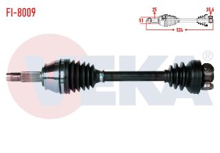 KOMPLE AKS SAĞ ÖN FIAT DOBLO (119,223) 1.3 MJT UZUNLUK 524 MM 2001-2010 resmi