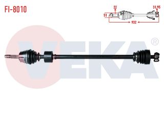 KOMPLE AKS SAĞ ÖN FIAT DOBLO (119,223) 1.9 D UZUNLUK 932 MM 2001-2010 resmi