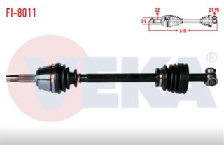 KOMPLE AKS SOL ÖN FIAT DOBLO (119,223) 1.9 D UZUNLUK 618 MM 2001-2010 resmi