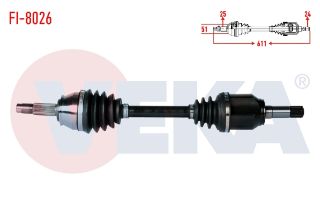 KOMPLE AKS SOL ÖN FIAT DOBLO (119,223) 1.3 MJT UZUNLUK 611MM 2001-2010 resmi