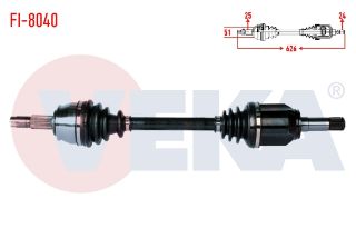 KOMPLE AKS SOL ÖN FIAT GRANDE PUNTO (199) 1.3 MJT 75 HP UZUNLUK 626MM 2012- resmi