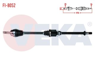 KOMPLE AKS SAĞ ÖN FIAT DOBLO (152,263) 1.3 MJT UZUNLUK 970MM 2010- resmi