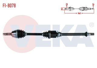 KOMPLE AKS SAĞ ÖN FIAT DOBLO (119,123) 1.3 MJT M-T UZUNLUK 940 MM 2005-2010 resmi