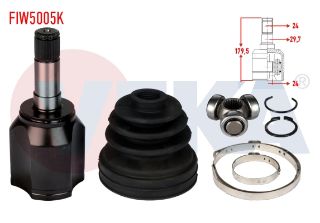 AKS KAFASI SOL ÖN  İÇ FIAT DOBLO (119,223) 1.3 MJT 24X24X29.7 UZUNLUK 179,5 MM 2001-2010 resmi