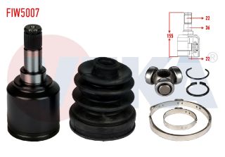 AKS KAFASI SOL SAĞ ÖN İÇ FIAT LİNEA (323) 1.4 22X22X36 UZUNLUK 155MM 2007- resmi