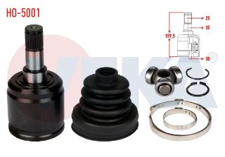 AKS KAFASI SOL SAĞ ÖN İÇ HONDA CİVİC IV 1.4İ  25X30X35 UZUNLUK 159,8 MM 1987-1993 resmi