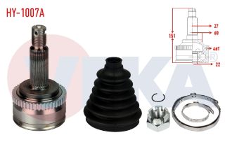 AKS KAFASI SOL SAĞ ÖN DIS HYUNDAİ I30 (FD) 1.4İ ABSLI 46 DIS 27X22X60 UZUNLUK 153MM 2007-2011 resmi