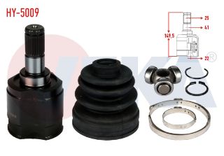 AKS KAFASI SOL SAĞ ÖN İÇ HYUNDAİ ACCENT ERA 1.4İ 16V  25X22X41 UZUNLUK 149,5 MM 2006-2012 resmi