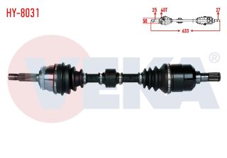 KOMPLE AKS SOL ÖN HYUNDAİ ACCENT ERA 1.5 CRDI ABSLI 48 DIS UZUNLUK 633MM 2006-2012 resmi