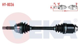 KOMPLE AKS SAĞ ÖN HYUNDAİ ACCENT ADMIRE 1.5 CRDI 3 PİSTONLU ABSLI 44 DIS UZUNLUK 572MM 2003-2006 resmi