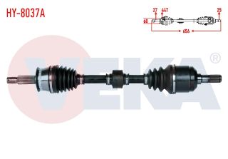 KOMPLE AKS SOL ÖN HYUNDAİ ELANTRA 1.6İ A-T ABSLI 44 DIS UZUNLUK 656MM 2001-2007 resmi