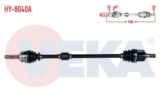 KOMPLE AKS ÖN SAĞ HYUNDAİ I20 (PB, PBT) 1.4 M-T ABSLI 48 DIS UZUNLUK 930MM 2008-2015 resmi