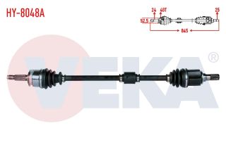 KOMPLE AKS SAĞ ÖN HYUNDAİ I10 (PA) 1.1İ 12V M-T ABSLI 48 DIS UZUNLUK 845MM 2008-2013 resmi
