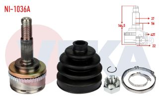 AKS KAFASI SOL SAĞ ÖN DIS NİSSAN PRIMERA (P10) 1.6İ 16V ABSLI 42 DIS 27X22X56 UZUNLUK 165,4 MM 1990-1998 resmi