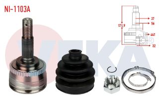 AKS KAFASI SOL SAĞ ÖN DIS NİSSAN PRIMERA (P11) 2.0İ 16V ABSLI 44 DIS 27X32X56 UZUNLUK 171,9 MM 1996-2001 resmi