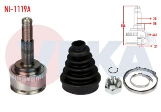 AKS KAFASI SOL SAĞ ÖN DIS NİSSAN ALMERA II (N16) 1.5İ 16V ABSLI 44 DIS 25X21X55 UZUNLUK 154MM 2000-2007 resmi