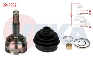 AKS KAFASI SOL SAĞ ÖN DIS OPEL ASCONA C 1.3 22X22X52 UZUNLUK 145 MM 1981-1988 resmi