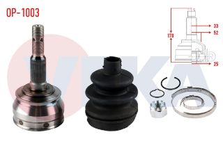 AKS KAFASI SOL SAĞ ÖN DIS OPEL VECTRA A 1.6  33X25X52 UZUNLUK 169,9 MM 1988-1995 resmi