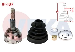 AKS KAFASI SOL SAĞ ÖN DIS OPEL VECTRA B 1.8İ 16V 33X25X52 UZUNLUK 170,8 MM 1995-2003 resmi