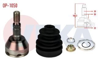 AKS KAFASI SOL SAĞ ÖN DIS OPEL ASTRA H 1.4İ 33X22X53 UZUNLUK 149,5 MM 2004-2010 resmi