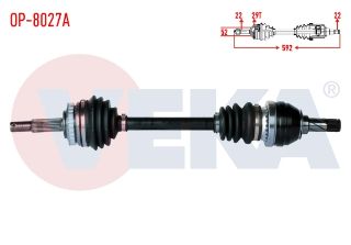 KOMPLE AKS SOL ÖN OPEL VECTRA B 1.6İ ABSLI 29 DIS UZUNLUK 592MM 1995-2003 resmi