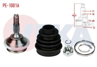 AKS KAFASI SOL SAĞ ÖN DIS PEUGEOT 206 (2A/C) 1.6İ 16V ABSLI 48 DIS ICTEN SEGMANLI 21X22X48 UZUNLUK 140,5 MM 1998-2006 resmi