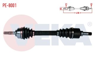 KOMPLE AKS SOL ÖN PEUGEOT 206 (2A/C) 1.4İ 16V UZUNLUK 610MM 1998-2006 resmi