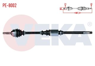 KOMPLE AKS SAĞ ÖN PEUGEOT 206 (2A/C) 1.4İ 16V  UZUNLUK 887,5MM 1998-2006 resmi