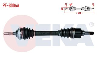 KOMPLE AKS SOL ÖN PEUGEOT 206 (2A/C) 1.4 HDI ABSLI 48 DIS UZUNLUK 610MM 1998-2006 resmi