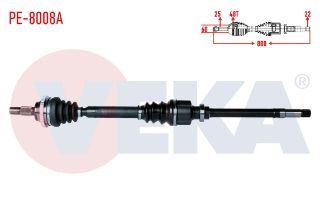 KOMPLE AKS SAĞ ÖN PEUGEOT 206 (2A/C) 1.6İ 16V ABSLI 48 DIS UZUNLUK 880MM 1998-2006 resmi