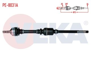 KOMPLE AKS SAĞ ÖN PEUGEOT PARTNER (5,5F) 2.0 HDI ABSLI 29 DIS UZUNLUK 871MM 1996-2008 resmi