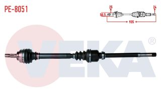 KOMPLE AKS SAĞ ÖN PEUGEOT 308 (4A,4C) 1.6 THP MC SANZUMAN M-T UZUNLUK 935MM 2007-2013 resmi