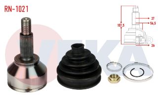 AKS KAFASI SOL SAĞ ÖN DIS RENAULT TRAFİC II (FL) 1.9 DCI 27X26X56,5 UZUNLUK 157,5 MM 2001-2014 resmi