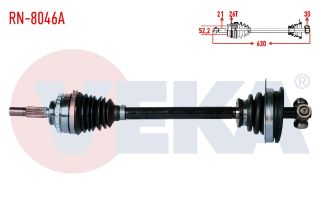 KOMPLE AKS SOL ÖN RENAULT CLİO II (BB0/1/2,CB0/1/2) 1.5 DCI ABSLI 26 DIS UZUNLUK 630 MM 1998-2005 resmi