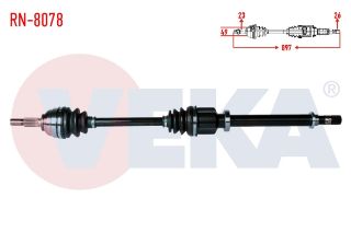 KOMPLE AKS SAĞ ÖN UZUNLUK 897MM RENAULT CLİO III  1.2 - 1.4 - 1.5 DCI 2005-2012 / DACİA LOGAN - LOGAN MCV  1.5 DCI - 1.6  2004-2012 resmi