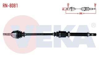 KOMPLE AKS SAĞ ÖN RENAULT CLİO III (BR0/1,CR0/1) 1.2İ 16V UZUNLUK 890MM 2005-2012 resmi