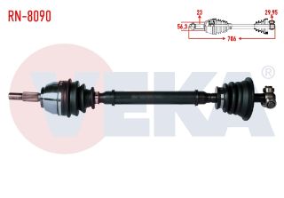 KOMPLE AKS SOL ÖN RENAULT LAGUNA I (B56,556) 1.6İ UZUNLUK 706MM 1993-2001 resmi