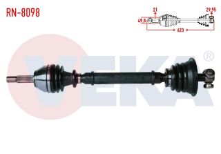 KOMPLE AKS SOL ÖN RENAULT CLİO II (BB0/1/2,CB0/1/2) 1.4İ  UZUNLUK 623 MM 1998-2005 resmi