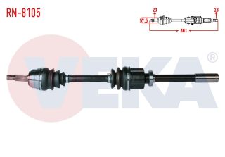 KOMPLE AKS SAĞ ÖN RENAULT LAGUNA I (B56-556) A-T/M-T 2.0 16V UZUNLUK 801MM 1993-2001 resmi