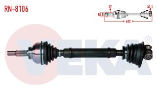 KOMPLE AKS SOL ÖN RENAULT LAGUNA II (BG0/1) 1.9 DCI 6 VİTES M-T UZUNLUK 632 MM 2001-2007 resmi