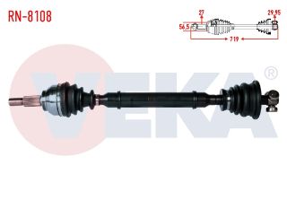 KOMPLE AKS SOL ÖN RENAULT LAGUNA II (BG0/1) 1.6İ 16V M-T JH3 SANZIMAN UZUNLUK 719 MM 2001-2007 resmi