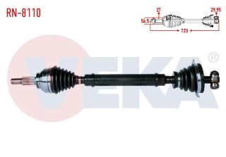 KOMPLE AKS SOL ÖN RENAULT LAGUNA II (BG0/1) 1.8İ 16V 5 VİTES M-T JR5 SANZIMAN UZUNLUK 723MM 2001-2007 resmi