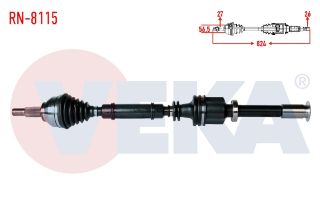 KOMPLE AKS SAĞ ÖN RENAULT LAGUNA II (BG0/1) 2.0İ 16V A-T UZUNLUK 824MM 2001-2007 resmi